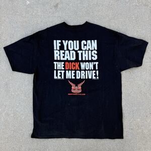 VTG 90s Big Johnson Motorcycles If You Can Read This The B Fell Off Shirt Sz 2XL